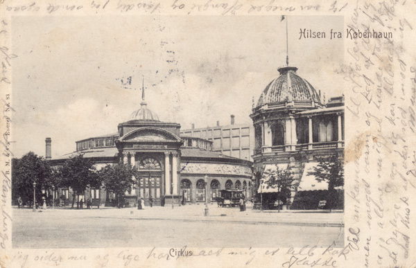 Jernbanegade og Cirkusbygningen ca. 1895